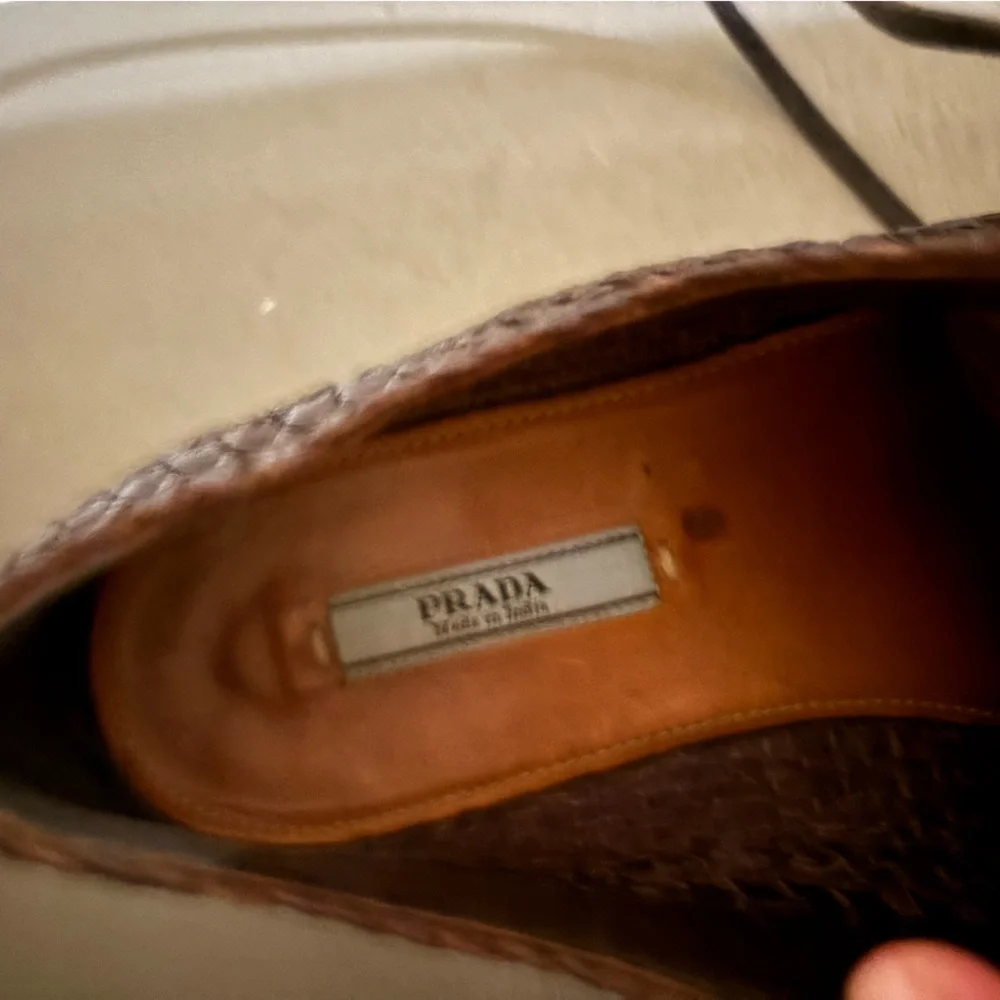 Prada Brown Flats with Brogue Detailing and Platform Sole - Picture 3 of 6